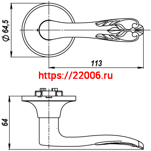 Ручка Punto (Пунто) защелка 6033 AB-B (фик.) бронза фото 3 Ручка Punto (Пунто) защелка 6033 AB-B (фик.) бронза фото 3
