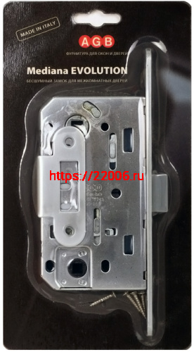 B01102.50.06.567 AGB (АГБ) Защелка врезная WC (никель) MEDIANA EV. (инд.упак+B01000.13)