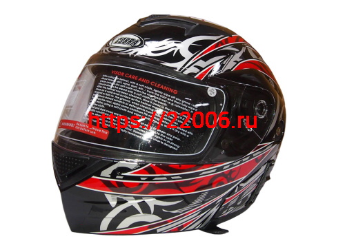 Шлем модуляр COBRA JK111, черный с красным графика(9), с очками, размеры L